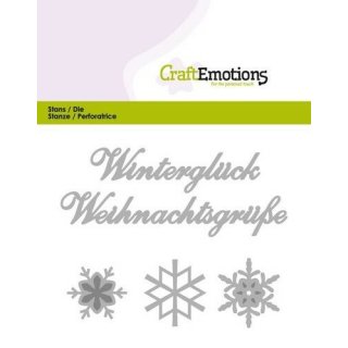 Craft Emotions Stanzschablone für Stanzmaschine Schriftzug Winterglück ...