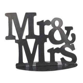 Metall Schild Mr & Mrs schwarz Hochzeit Tischdeko Türstopper Buchstütze