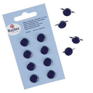 Rayher Kartenschmuck Scrapbooking 12 Brads silber nachtblau gefrostet Kreis 8mm