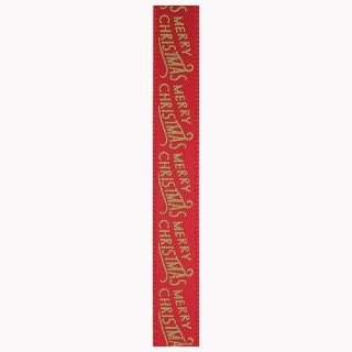 Ribbon 3 Meter Band mit Aufdruck  Marry Christmas Rot mit Goldenem Aufdruck