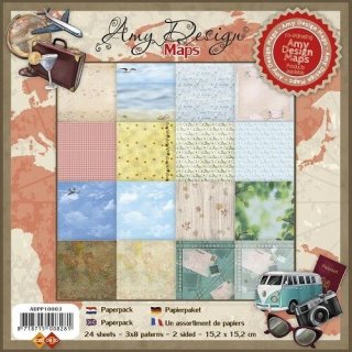 Scrapbooking Papier 15,2x15,2 cm  Motivserie Maps Amy Design Landkarte Postkarte