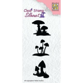 Silikonstempel Clear Stamp Nellie Silhouet Pilze Waldpilze Pilz