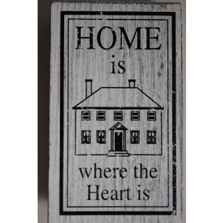 Stempel Holzstempel gerahmtes Vintage Label Home is where the Heart is mit Haus
