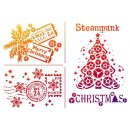 Stencil Universal Schablone A4 Steampunk Christmas Ticket...