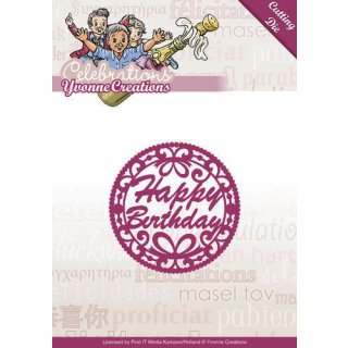 Yvonne Creations Stanzschablone  Celebrations Serie Happy Birthday  Schriftzug