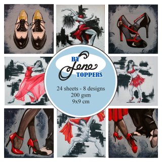 24 Topper Bilder Papier 9x9cm Dance Thema Tanzen 8 Designs By Lene Toppers
