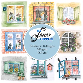 24 Topper Bilder Papier 9x9cm Windows Fenster 8 Designs By Lene Toppers