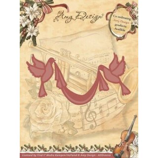 Amy Design Vintage Christmas Collection Doves with ribbon Tauben mit Schriftband