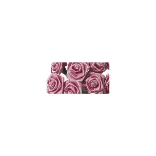Deko 12 Satin Rosen lachsrosa 8mm gebunden Sträusschen Kunstblume Strauss