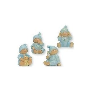 Deko Miniatur Baby Boy 4 Babys Polyresin Geburt Taufe Kinderwunsch Puppenhaus