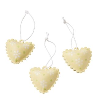 Glöckchen Glocke Katzenglöckchen Herz gelb 3Stück Größe  3,5x3,5 cm mit Bändchen