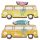 Holz Streudeko Deko mini Miniatur Minigarten 2 x Bus aus Holz Happy Travel Auto