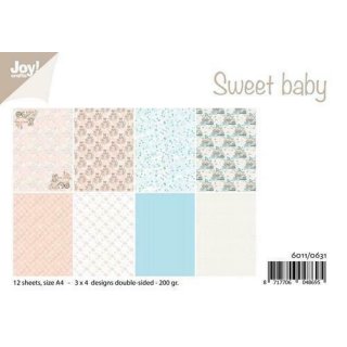 Joy Crafts  A4 Scrapbooking Papier Sweet baby boy & girl 12 Blatt 4 Designs