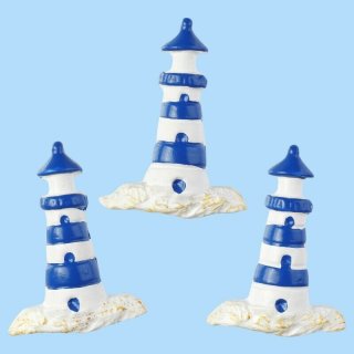 Maritime Miniatur Polyresin Dekoartikel 6 Stück Miniatur 2D Leuchtturm blauweiß