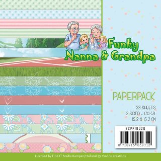 Papierset Yvonne Creations 23 Bogen beidseitig bedruckt Funky Nanna&grandpa 6x6"