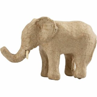 Pappmaché Elefant klein stehend ca 12x7 cm Afrikanischer Elefant Wildtier