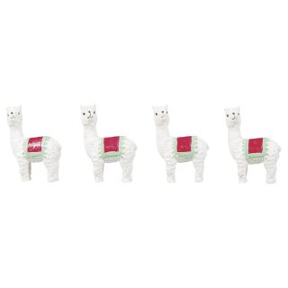 Polyresin Streudeko Deko Miniatur Minigarten Figur Lama Weiß 4 Stück