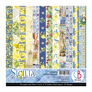 Sicilia Block 6x6" 24 doppelseitig bedruckte Blatt Zitronen Kacheln Landkarte