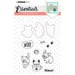 Studio Light Stamp & Die cut Stempeln und Stanzen Katze und Hund Mieuw Woof