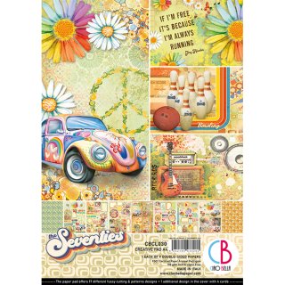 The Seventies Papierset A4 9 doppelseitig bedruckte Blatt Retro 70ger Jahre