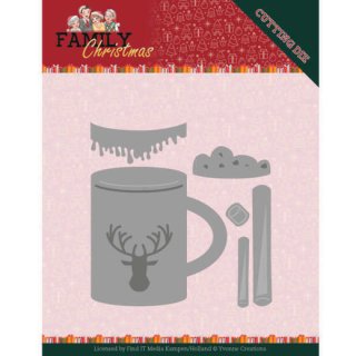 Yvonne Creations Stanzschablone Family Christmas hot drink heiße Schokolade
