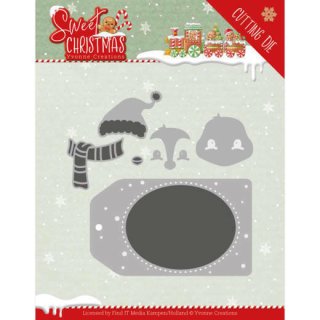 Yvonne Creations Stanzschablone Sweet Christmas deer penguin Geschenkanhänger