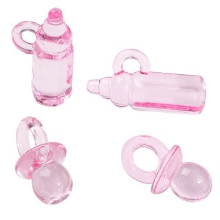 16 Acryl Streuelement Schnuller Flasche Baby Geburt Mädchen Junge rosa hellblau