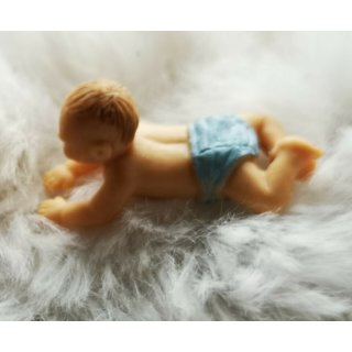 3 Deko Miniatur Baby Junge Boy blau Geburt Taufe Kinderwunsch Puppenhaus