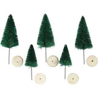 5 Tannen dunkelgrün 2 Größen Weihnachtsbaum Miniatur für Minigarten Puppenhaus