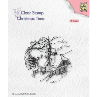 Silikonstempel Clearstamp Nellies Choice Christmas time schneebedecktes Haus