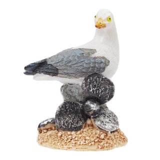 Polyresin Möwe auf Schiffsschraube im Sand Vogel  Streudeko Miniatur Minigarten