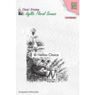Silikonstempel Clear Stamp Nellies Choice idyllic floral Scenes Nest in Wiese