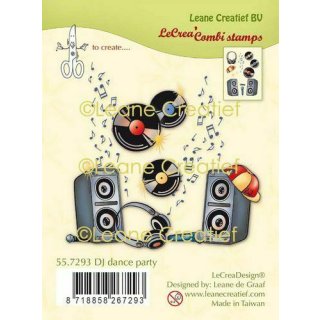 Silikonstempel CLEAR STAMPS Leane Creatief DJ Tanz Party Lautsprecher Platten