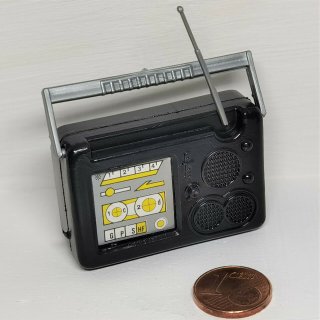 Deko Miniatur Minigarten Diorama 1 schwarzes Radio Kasettenrecorder