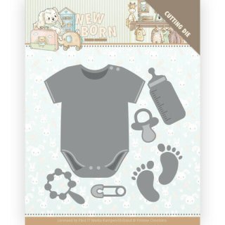 Yvonne Creations Stanzschablonen Set New Born Baby Bodysuit Rassel Flasche Füße