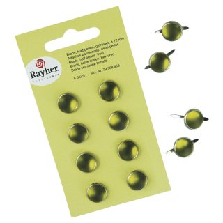 Rayher Kartenschmuck Scrapbooking 8 Brads silber olivgrün gefrostet Kreis 12mm
