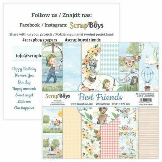 Scrapbooking Papier ScrapBoys Best Friends boy  Motive 20,3x20,3 cm Paper Pack