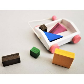 Streudeko Deko Miniatur Minigarten Puppenhaus Wägelchen mit Bausteinen Spielzeug