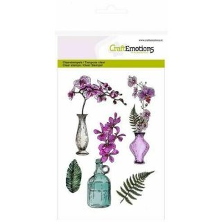 Silikonstempel Clear Stamps Craft Emotions Blumen Blüten Sommer Orchidee Vase