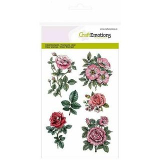 Silikonstempel Clear Stamps Craft Emotions Blumen Blüten Sommer Rosen Hagebutte