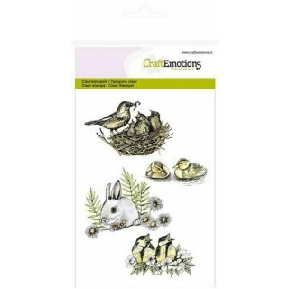 Silikonstempel Clear Stamps Craft Emotions Vogelnest Entenküken Hase Frühling