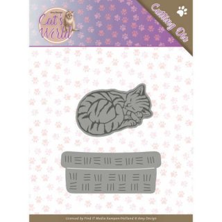 Amy Design Stanzschablone Sleeping cat schlafende Katze im Körbchen