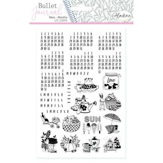 Bullet Journal Stempel Monate Set für BuJo Notizbuch Kalender Hartschaumstempel