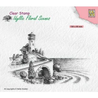 Silikonstempel Clear Stamp Nellies Choice idyllic floral Scenes Leuchtturm Meer