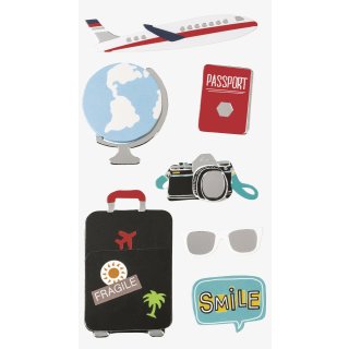 Sticker Aufkleber Embellischment Ziersticker Deko Sticker Reise Flugzeug Pass