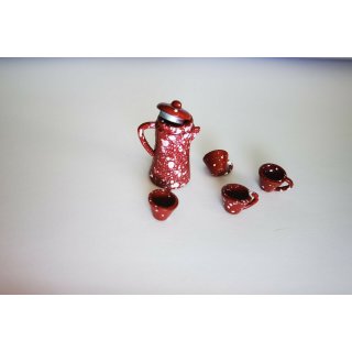 Streudeko Deko Miniatur Minigarten Puppenhaus Diorama Kanne und Tassen - Metall