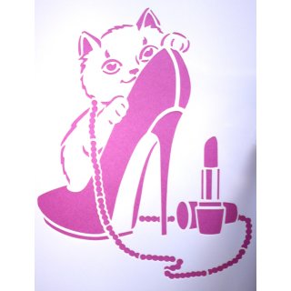 Stencil Universal  Schablone A4  Beauty Cat Katze Stamping Schablonieren