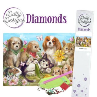 Dotty Design Diamonds Pets Hund Katze Hase Meerschweinchen Tiere auf einer Wiese