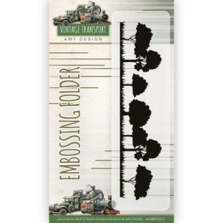 Embossing Folder -Amy Design -Border  Vintage Transport Landschaft ca 26x150mm