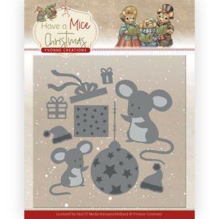 Stanzschablone YvonneCreations "have a mice Christmas" Weihnachten Maus Geschenk